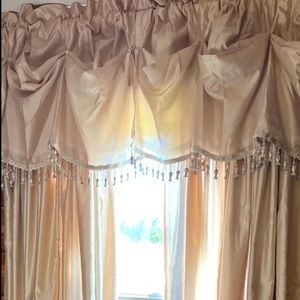 #2- (4) 50”W x 96”H Lined Curtains & (3) Valances-Cream Ivory Neutral drapes